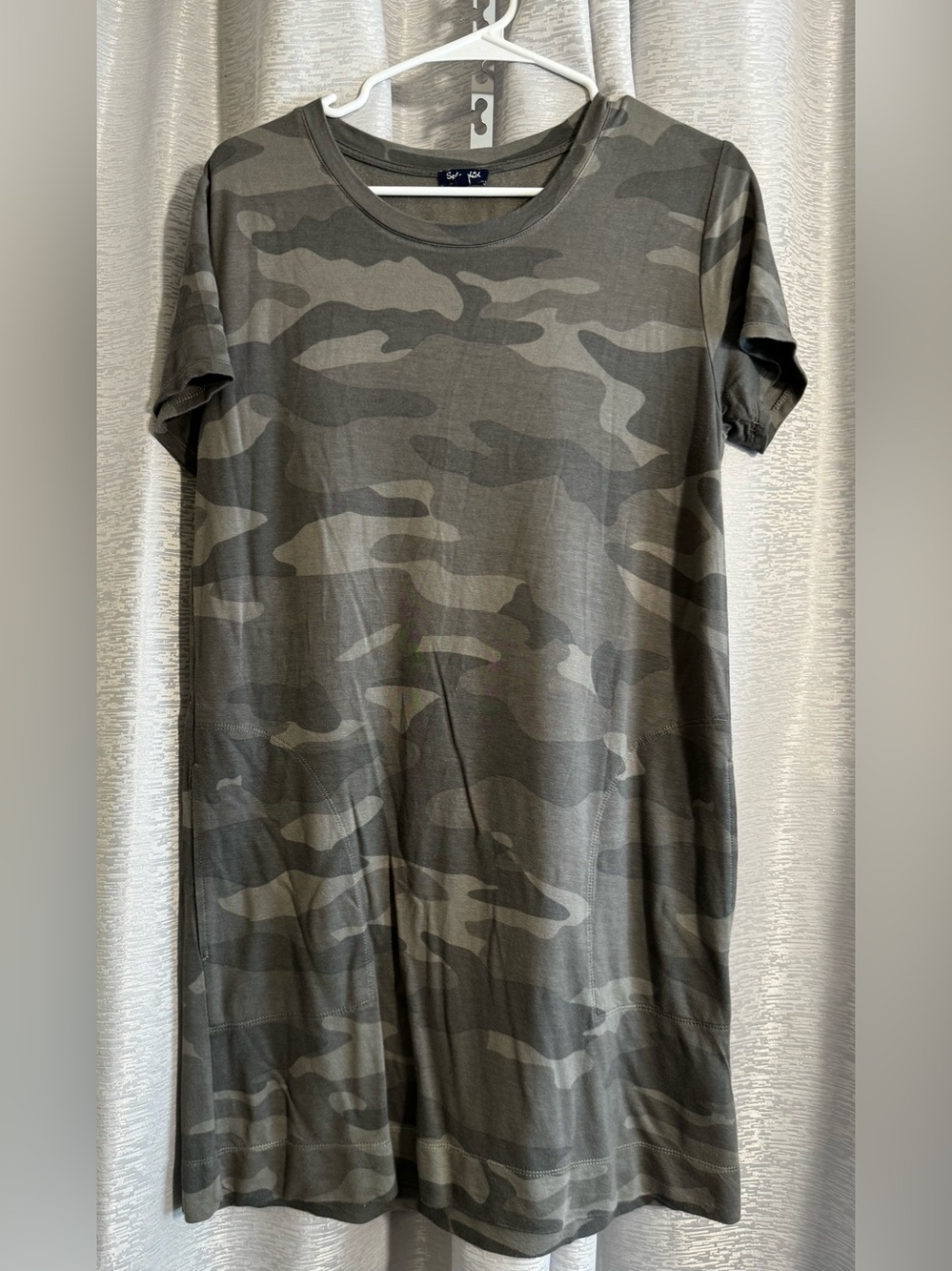 Splendid Camo T-Shirt Dress Olive Green Camouflage Short Sleeve - Small